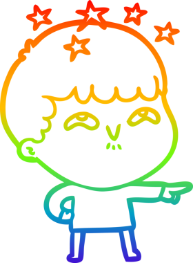 gökkuşağının gradyan çizimi bir çizgi film karakteri tarafından çizilmiş.