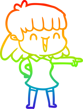 gökkuşağı gradyan çizimi bir insan tarafından çizilmiş mutlu bir kız çizgi