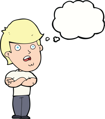 Bir insan tarafından çizilen düşünce baloncuğu ile hayal kırıklığına uğramış bir adam.
