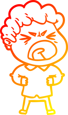 Bir insan tarafından çizilmiş kızgın bir adamın çizgi film çizimi.