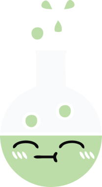 Bir insan tarafından çizilmiş bir test tüpünün düz renk retro karikatürü