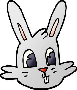 Bir insan tarafından çizilmiş karalama tavşan yüzü.