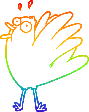 Gökkuşağı gradyan çizgi çizimi Bir insan tarafından çizilen kuş ciyaklaması