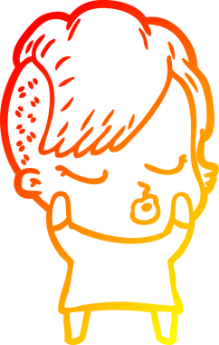 Bir insan tarafından çizilmiş güzel hippi bir çizgi film çizimi.