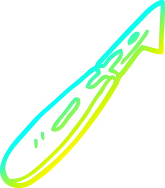 Bir insan tarafından çizilmiş karikatür sanatı bıçağının soğuk eğim çizgisi.