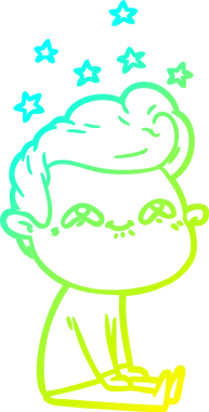 Bir insan tarafından çizilmiş, heyecanlı bir çizgi film çizimi.