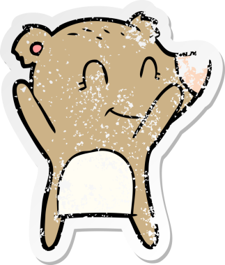 Bir insan tarafından çizilmiş gülümseyen ayı çizgi filminin sıkıntılı çıkartması.