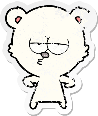 Sıkılmış bir kutup ayısı karikatürünü bir insan çizmiş.