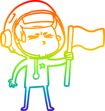 Bir insan tarafından çizilen gökkuşağı gradyan çizimi stresli astronot