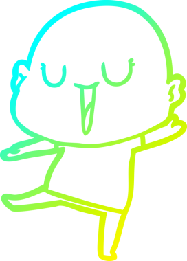 Bir insan tarafından çizilmiş, mutlu, kel bir adamın çizdiği soğuk çizgi.