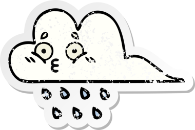 Bir insan tarafından çizilmiş tatlı bir yağmur bulutunun sıkıntılı çıkartması