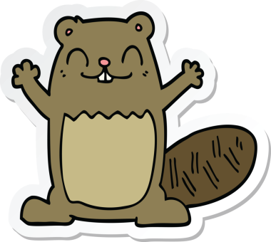 Bir insan tarafından çizilmiş bir kunduzun çıkartması.