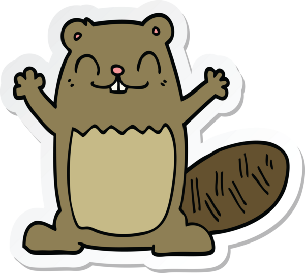 Bir insan tarafından çizilmiş bir kunduzun çıkartması.