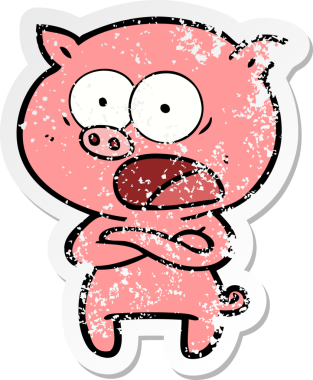 Bir insan tarafından çizilmiş bağıran bir domuzun sıkıntılı çıkartması.