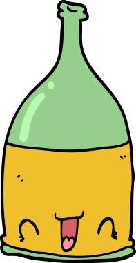 Bir insan tarafından çizilmiş şarap şişesi.