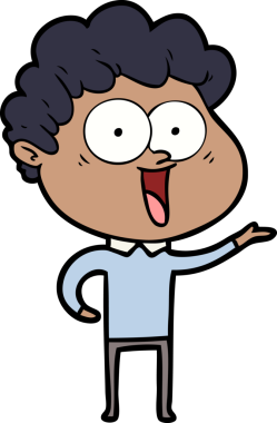 Bir insan tarafından çizilmiş heyecanlı bir adam karikatürü