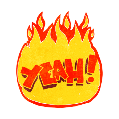 Evet! Bir insan tarafından çizilmiş serbest çizim retro çizgi film haykırışı