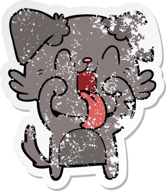 Bir insan tarafından çizilmiş, nefes nefese kalmış bir köpeğin sıkıntılı çıkartması.