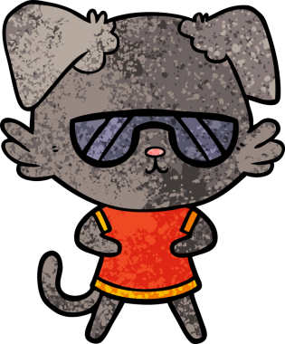 Bir insan tarafından çizilmiş havalı bir çizgi film köpeği.