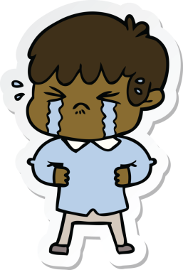 Bir insan tarafından çizilmiş ağlayan çocuk çizgi filmi çıkartması.