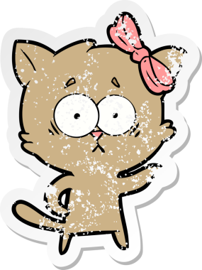 Bir insan tarafından çizilmiş karikatür bir kedinin sıkıntılı çıkartması.