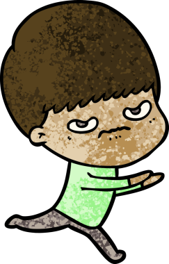 Bir insan tarafından çizilmiş kızgın bir çocuk.