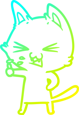 Bir insan tarafından çizilen çizgi film kedisinin soğuk gradyan çizimi