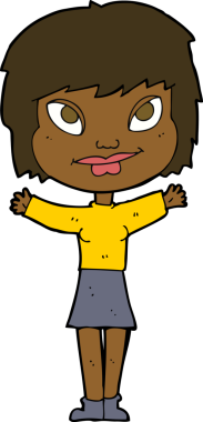 Bir insan tarafından çekilen kollarını sallayan çizgi film kadını.