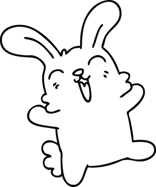 Bir insan tarafından çizilmiş garip çizgi film tavşanı.