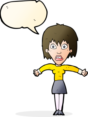 Bir insan tarafından çizilmiş konuşma balonuyla şok olmuş bir karikatür.