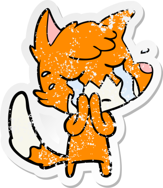 Bir insan tarafından çizilmiş ağlayan tilki çizgi filminin sıkıntılı çıkartması.