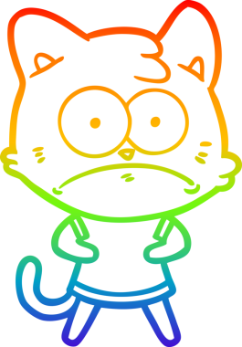 Gökkuşağı gradyan çizgi çizimi Bir insan tarafından çizilmiş gergin kedi