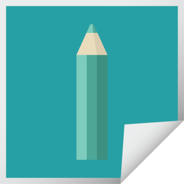 bir insan tarafından çizilmiş yeşil renkli kalem grafik vektör kare etiketi