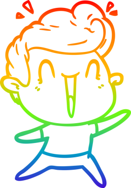 Gökkuşağı gradyanı çizimi bir insan tarafından çizilmiş heyecanlı bir çizgi film