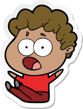 Bir insan tarafından çizilmiş, şaşırarak nefes nefese kalmış bir çizgi film karakterinin çıkartması.