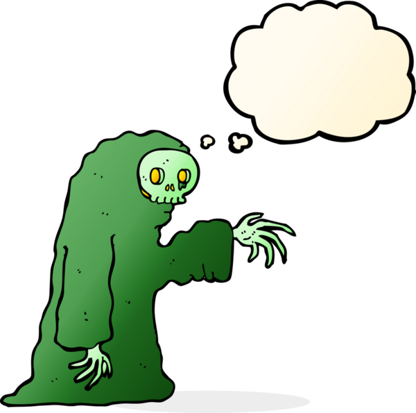 Bir insan tarafından çizilmiş düşünce baloncuklu tuhaf cadılar bayramı kostümü.