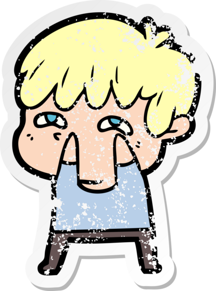 Bir insan tarafından çizilmiş garip bir adamın sıkıntılı çıkartması.