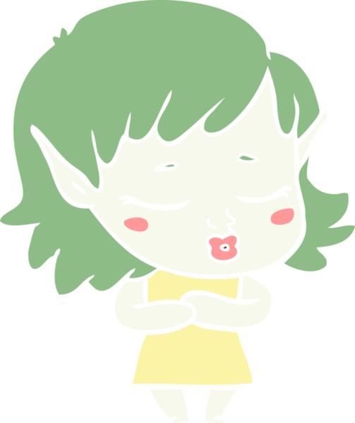 utangaç düz renkli çizgi film kızı bir insan tarafından çizilmiş.