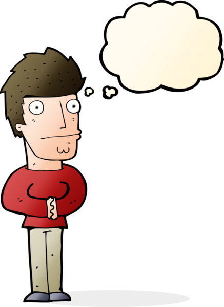 Bir insan tarafından çizilmiş düşünce balonlu endişeli bir adam.