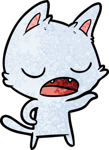 Bir insan tarafından çizilmiş konuşan kedi çizgi filmi.