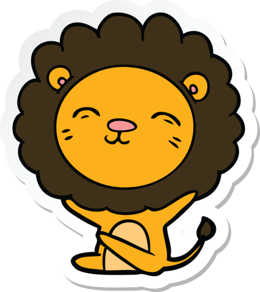 Bir insan tarafından çizilmiş karikatür aslanının çıkartması.