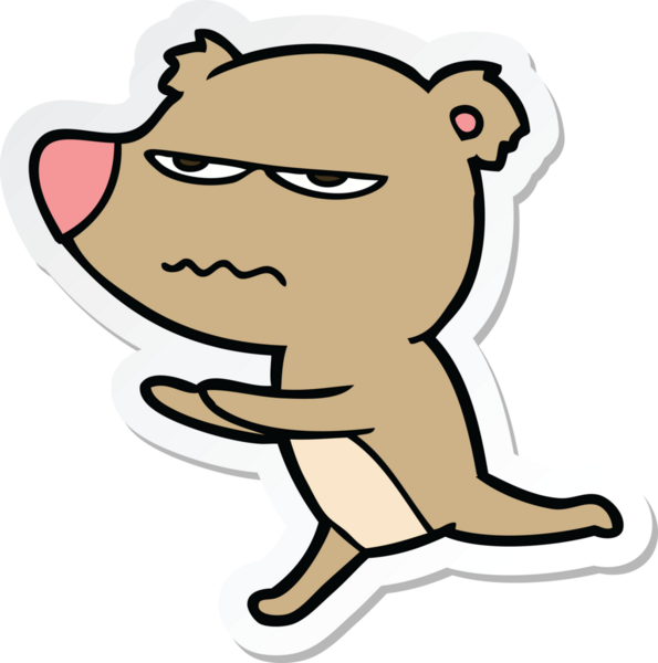 Bir insan tarafından çizilen kızgın ayı çizgi filminin çıkartması.