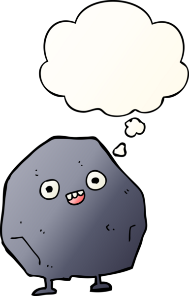 Düşünce baloncuklu karikatür bir insan tarafından çizilmiş.