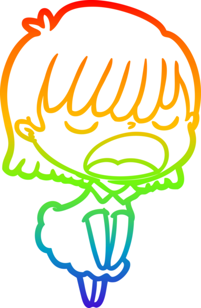 Gökkuşağı gradyan çizgi çizimi Bir insan tarafından yüksek sesle çizilen bir kadın karikatürü