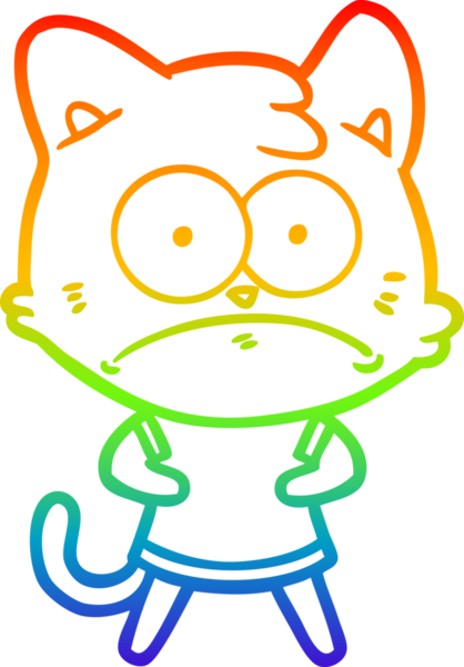 Gökkuşağı gradyan çizgi çizimi Bir insan tarafından çizilmiş gergin kedi