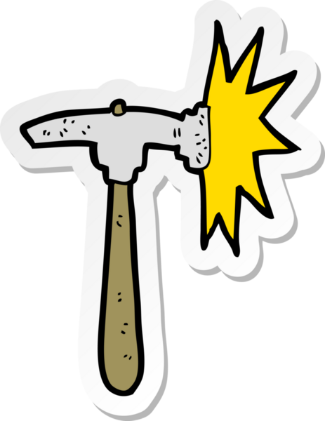 Bir insan tarafından çizilmiş bir karikatür çekicin çıkartması.