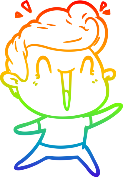 Gökkuşağı gradyanı çizimi bir insan tarafından çizilmiş heyecanlı bir çizgi film