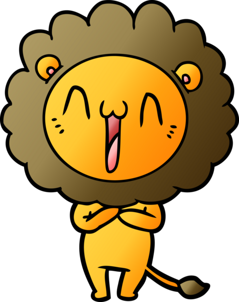 Bir insan tarafından çizilmiş mutlu çizgi film aslanı.