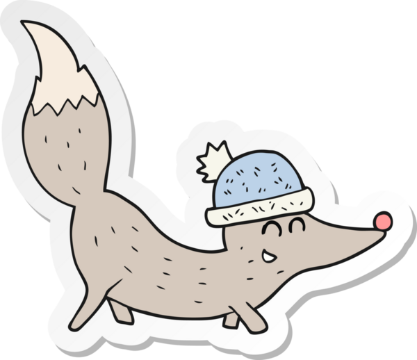 Bir insan tarafından çizilmiş küçük bir kurdun çıkartması.