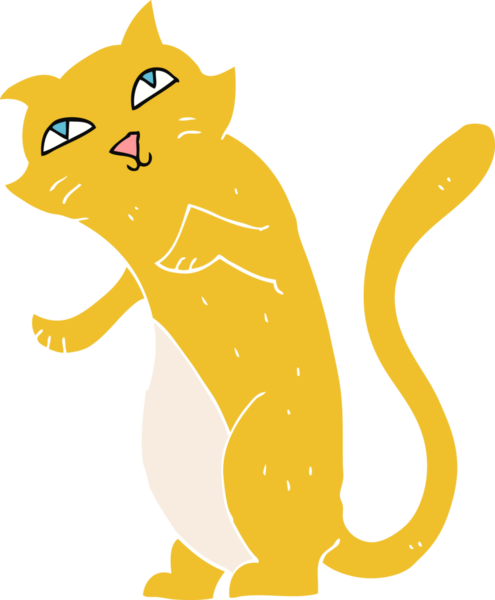 Bir insan tarafından çizilmiş kedinin düz renk çizimi